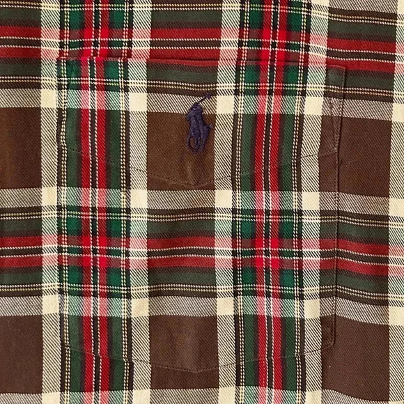 RALPH LAUREN Vtg 80's MCMEEL Brown Red Green Plaid Long Sleeve Button Down - Picture 9 of 12